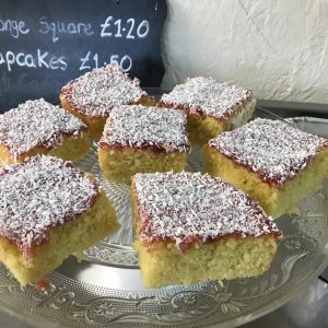 Jam & Coconut Sponge tray